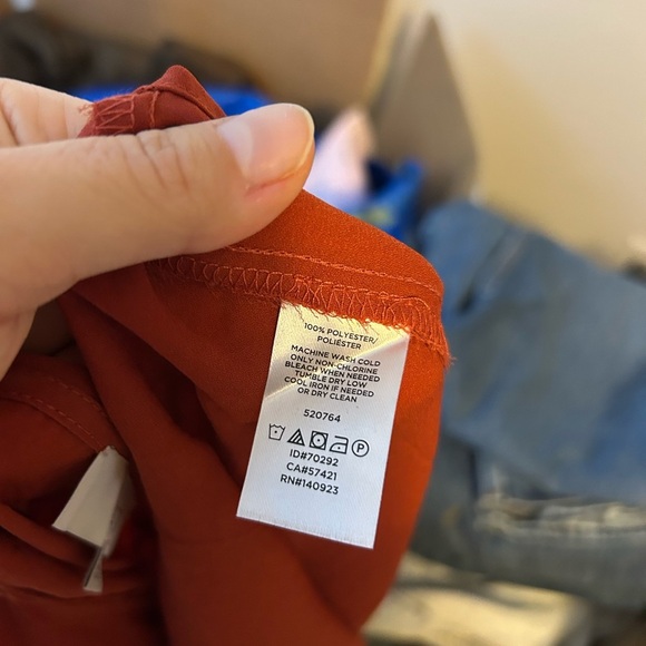 Loft Burnt Orange Smocked Sleeve Blouse - Picture 4 of 5